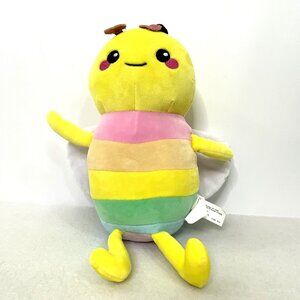 2 Scoops Yellow Pink Blue Green Pastel Bumble Bee Stuffed Plush Toy 12"